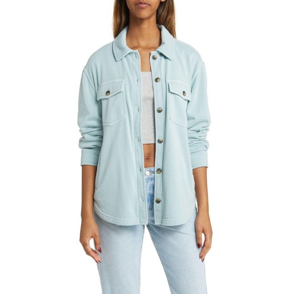 Thread & Supply Jackets & Blazers - Thread & Suppy Nordstrom Womens Longline Sweatshirt Knit Shacket S Sky Blue